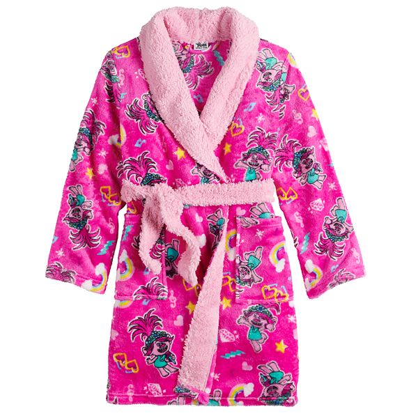 Girls 410 DreamWorks Trolls Poppy Rainbows Plush Fleece Robe