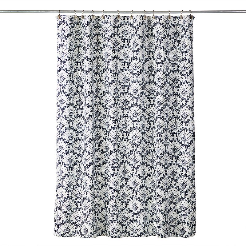 Vern Yip by SKL Home Boho Floral Shower Curtain, White, 70X72