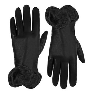 Women's Cuddl Duds® Faux-Fur Cuff Leather Gloves