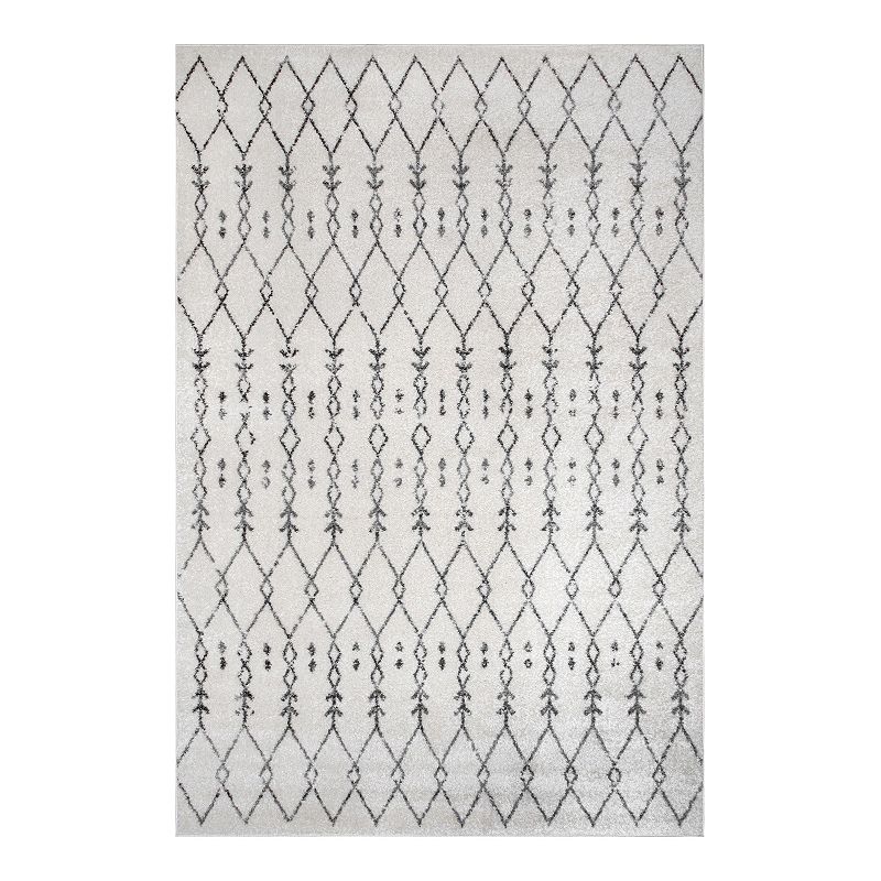 nuLOOM Mila Moroccan Diamond Area Rug, White, 5X8 Ft