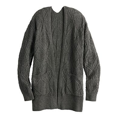 Juniors' SO® Matte Chenille Pointelle Cardigan Sweater