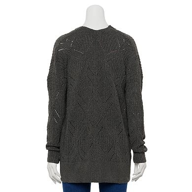 Juniors' SO® Matte Chenille Pointelle Cardigan Sweater