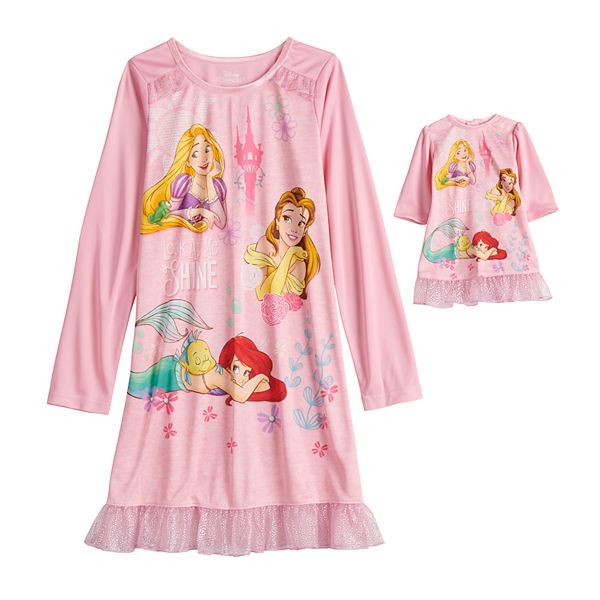 Disney Princess Girls 4-8 Courage Dorm Nightgown Matching Doll Gown ...