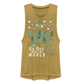 Juniors' "Go Out Into The World" Muscle Tank Top