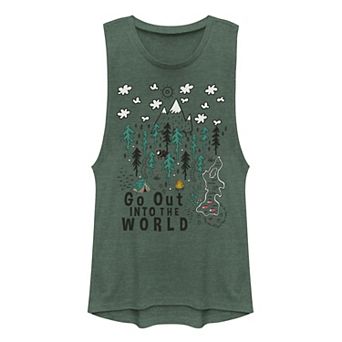 Juniors' "Go Out Into The World" Muscle Tank Top