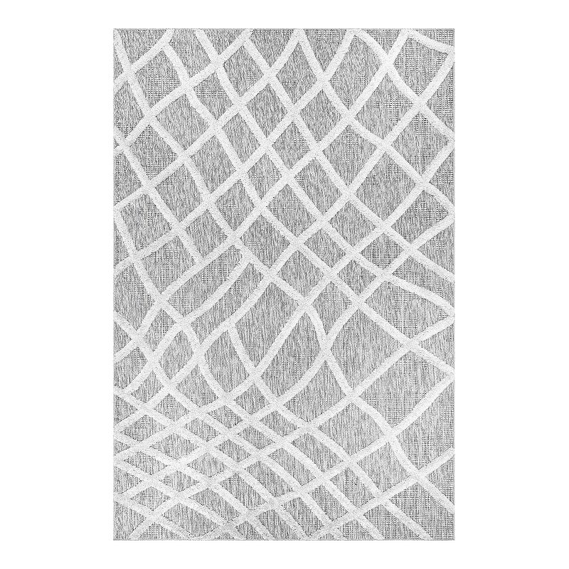 nuLOOM Carly Raised Fishnet Trellis Area Rug, Grey, 5X8 Ft