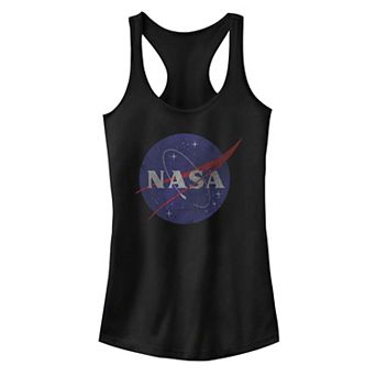 Juniors' NASA Classic Blue Logo Distressed Racerback Tank Top