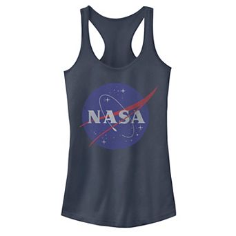 Juniors' NASA Classic Blue Logo Distressed Racerback Tank Top