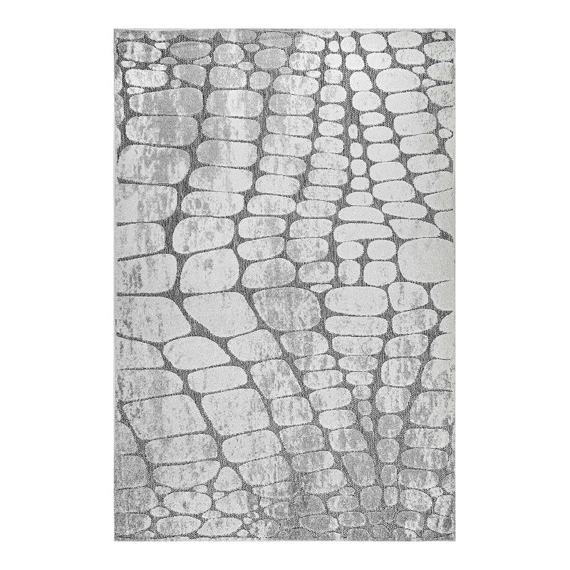 nuLOOM Jaycee Textured Stone Indoor/Outdoor Area Rug, Grey, 8X10 Ft