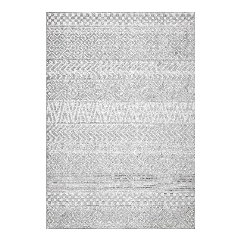 nuLOOM Kamryn Raised Tribal Bands Indoor/Outdoor Area Rug, Grey, 8X10 Ft