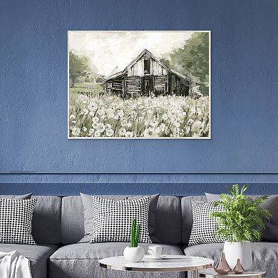 Fine Art Canvas Dandelion Barn Framed Canvas Wall Art