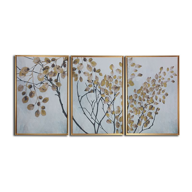 Gallery 57 Asian Branches Canvas Wall Art 3-piece Set, Blue, 16X48