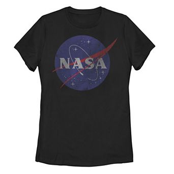 Juniors' NASA Classic Blue Logo Distressed Vintage Tee