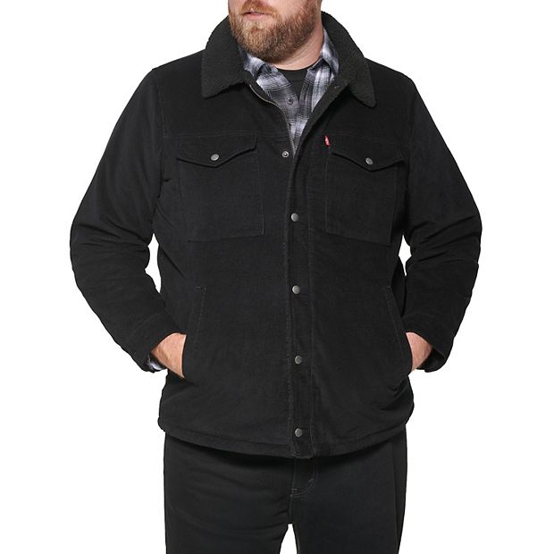 Big Tall Levi s Classic Corduroy Sherpa Lined Trucker Jacket Men s Size XXL Tall Olive