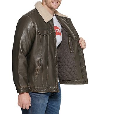 Men's Levi's Classic Faux-Leather Trucker Jacket With Detachable Sherpa Collar