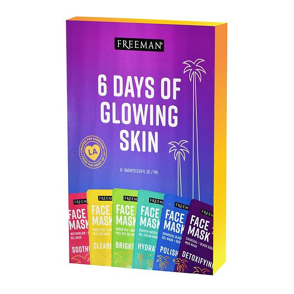 Download Freeman 6 Days Of Glowing Skin Face Mask Set PSD Mockup Templates