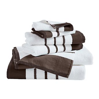 Madelinen® 6-Pack Decorative Stripe Cotton Towel Set