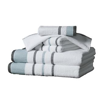 Madelinen® 6-Pack Decorative Stripe Cotton Towel Set