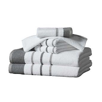 Madelinen® 6-Pack Decorative Stripe Cotton Towel Set