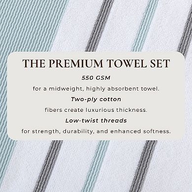 Madelinen 4-pack Decoratice Stripe Cotton Hand Towel Set