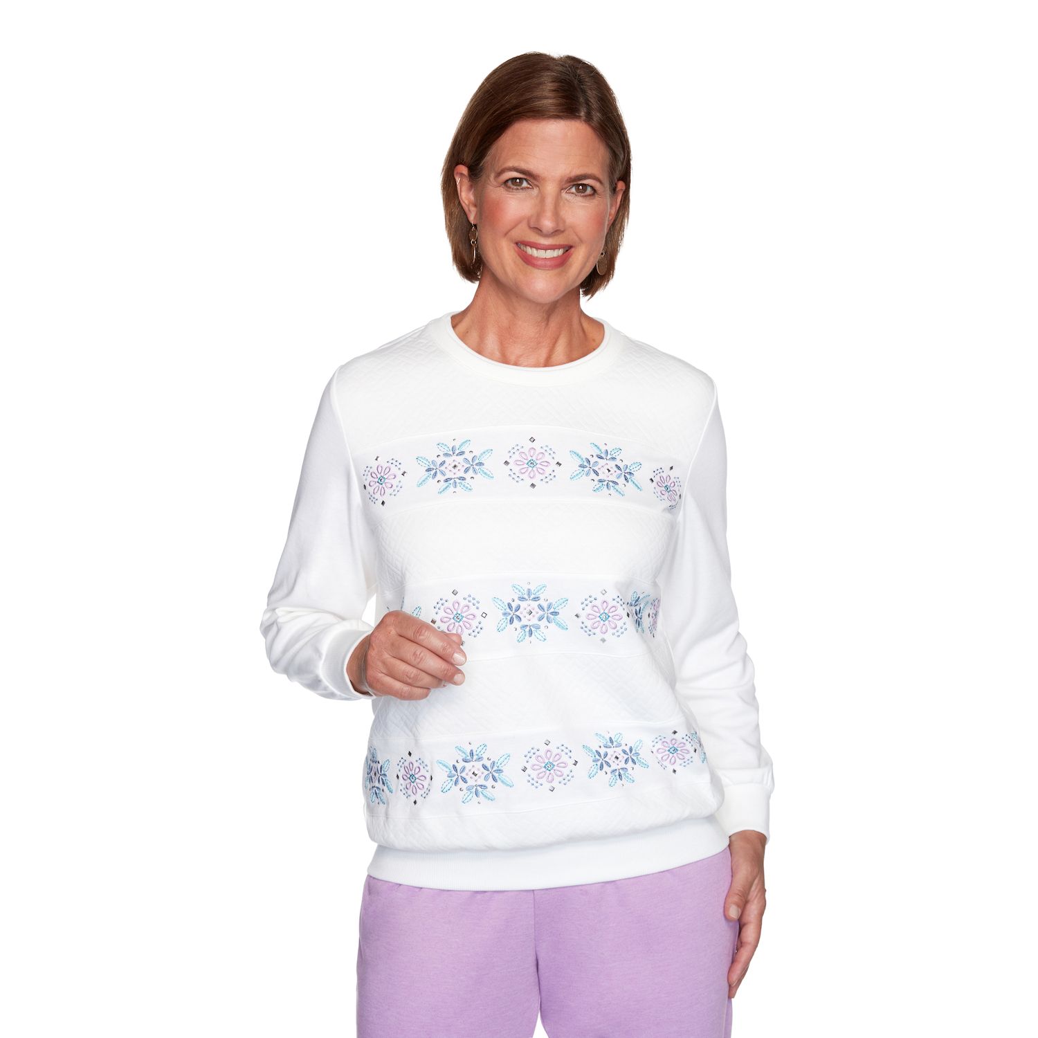 Petite Alfred Dunner Floral Crewneck 