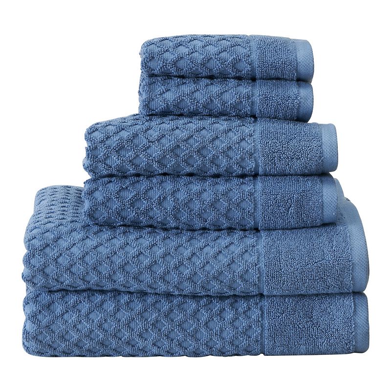 Great Bay Home Grayson Textured 6-piece Towel Set, Blue, 6 Pc Set