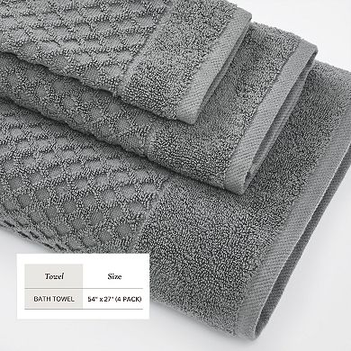 Madelinen 4-pack Cotton Diamond Texture Bath Towel Set