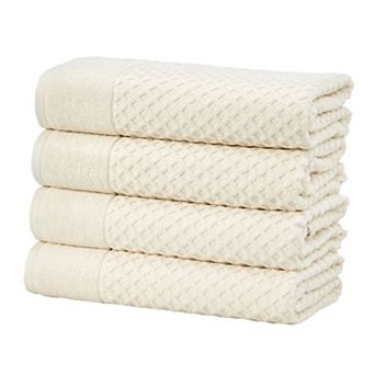 Madelinen® 4-pack Cotton Diamond Texture Bath Towel Set
