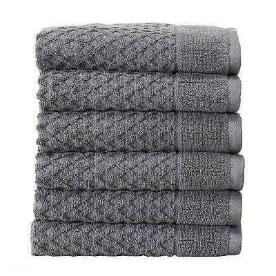 Madelinen 6 pack Cotton Diamond Texture Hand Towel Set