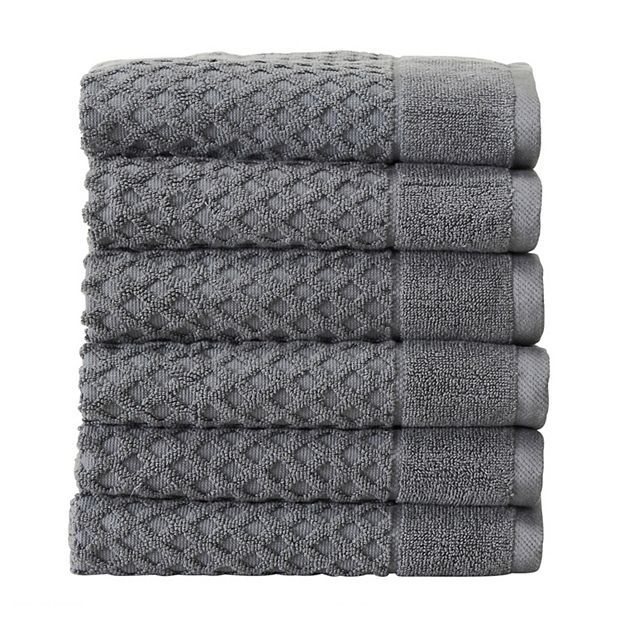 Madelinen Grayson 6-Piece Hand Towel Set, Dark Grey, 6 PC Set