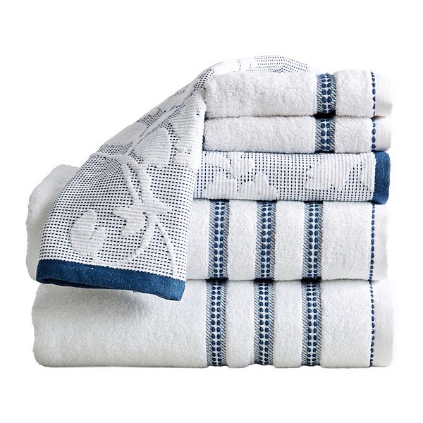 Great Bay Home 6-piece Roselyn Floral Jacquard Towel Set