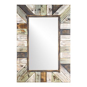 American Art Décor Rustic Wood Plank Farmhouse Rectangle Mirror