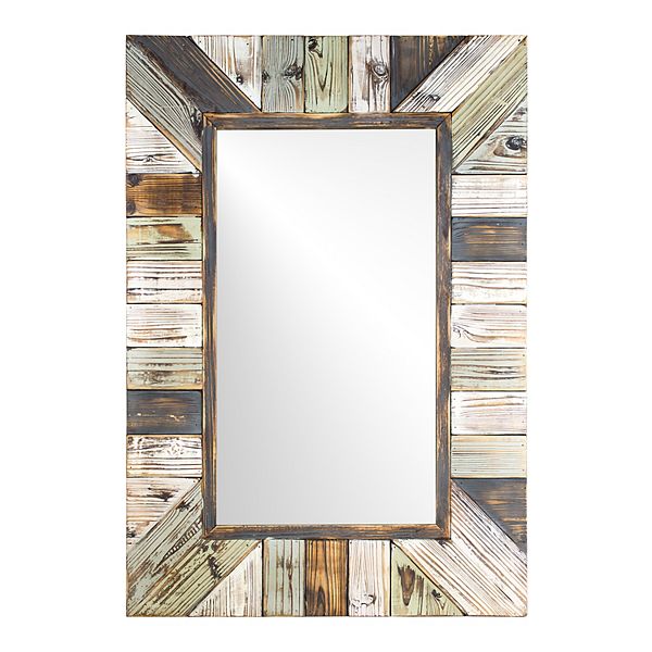 American Art Décor Rustic Wood Plank Farmhouse Rectangle Mirror