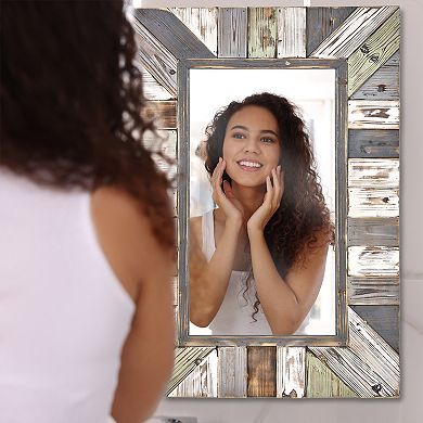 American Art Décor Rustic Wood Plank Farmhouse Rectangle Mirror