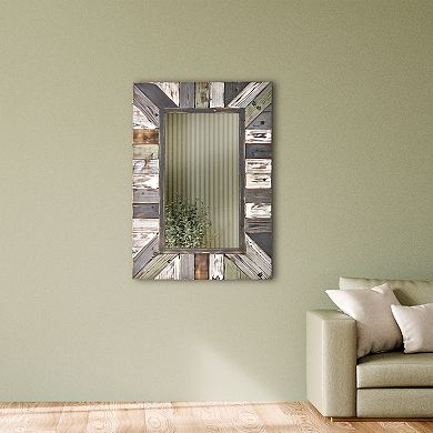 American Art Décor Rustic Wood Plank Farmhouse Rectangle Mirror
