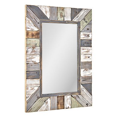 American Art Décor Rustic Wood Plank Farmhouse Rectangle Mirror