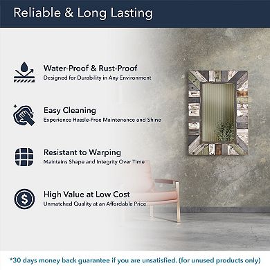 American Art Décor Rustic Wood Plank Farmhouse Rectangle Mirror