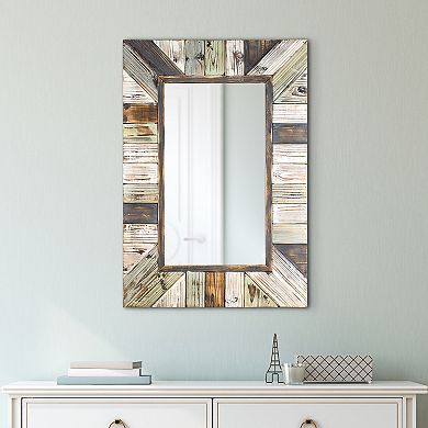 American Art Décor Rustic Wood Plank Farmhouse Rectangle Mirror