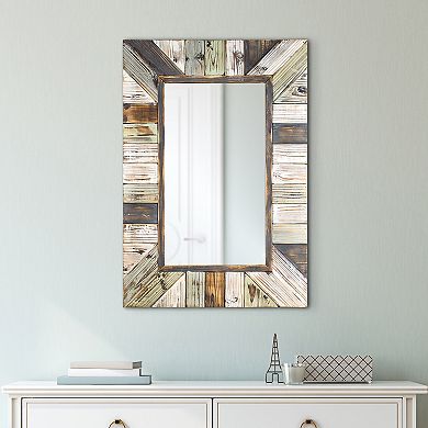 E2 Rustic Wood Plank Farmhouse Rectangle Mirror