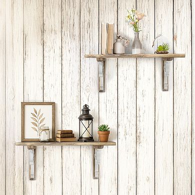 American Art Décor Two-Tones Wood Corbel Shelf Brackets S2