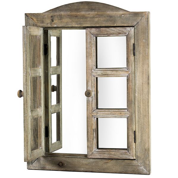 Rustic Window Mirror With Shutters Mirror Ideas