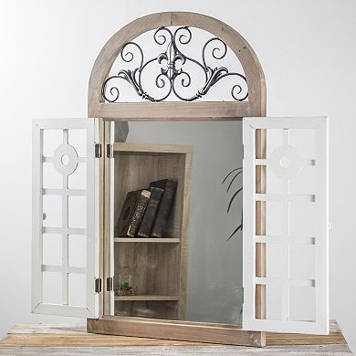 E2 Rustic Cathedral Arch Shutter Wall Mirror