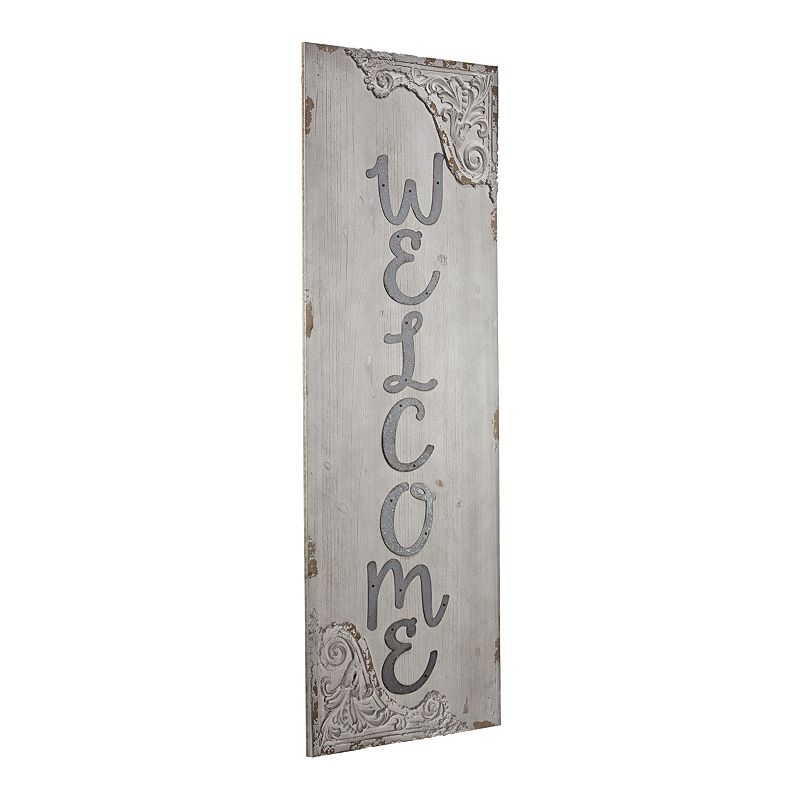 E2 Rustic Vertical Welcome Wall Decor, Brown