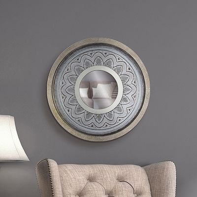 American Art Décor Floral deals Round Mixed Media Wall Mirror