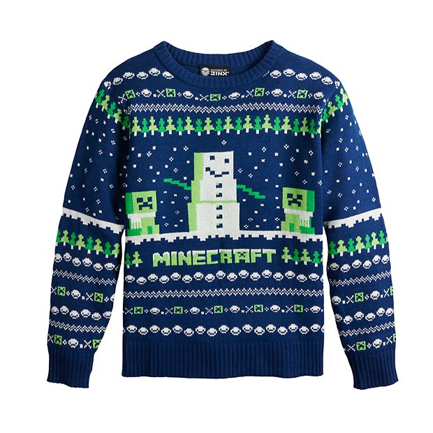 Boys 8 20 Minecraft Intarsia Holiday Sweater