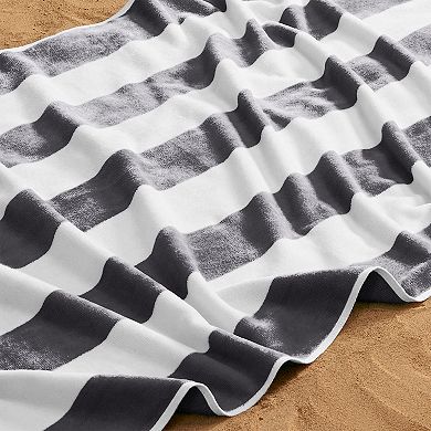 Madelinen® Oversized Velour Cabana Stripe Beach Towel