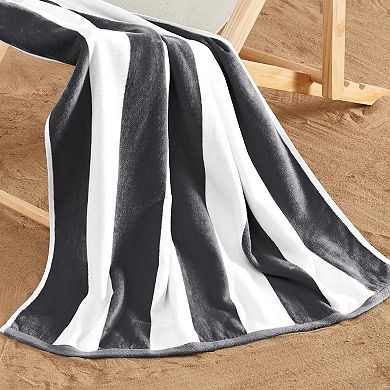 Madelinen® Oversized Velour Cabana Stripe Beach Towel