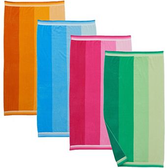 Madelinen® 4-pack Velour Cabana Stripe Beach Towels