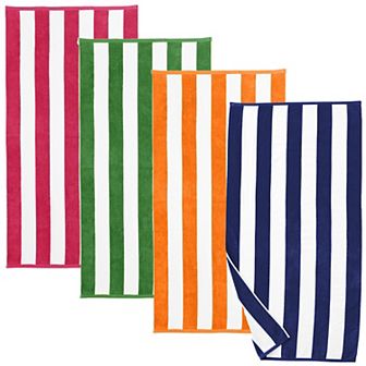 Madelinen® 4-pack Velour Cabana Stripe Beach Towels