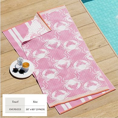 Madelinen® 2-pack Nautical Jacquard Beach Towels